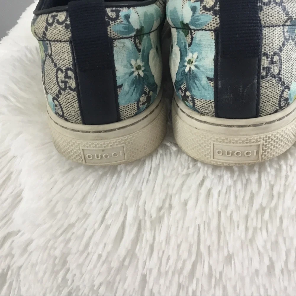Gucci Blue Floral Slip-On Sneakers - Picture 5 of 13